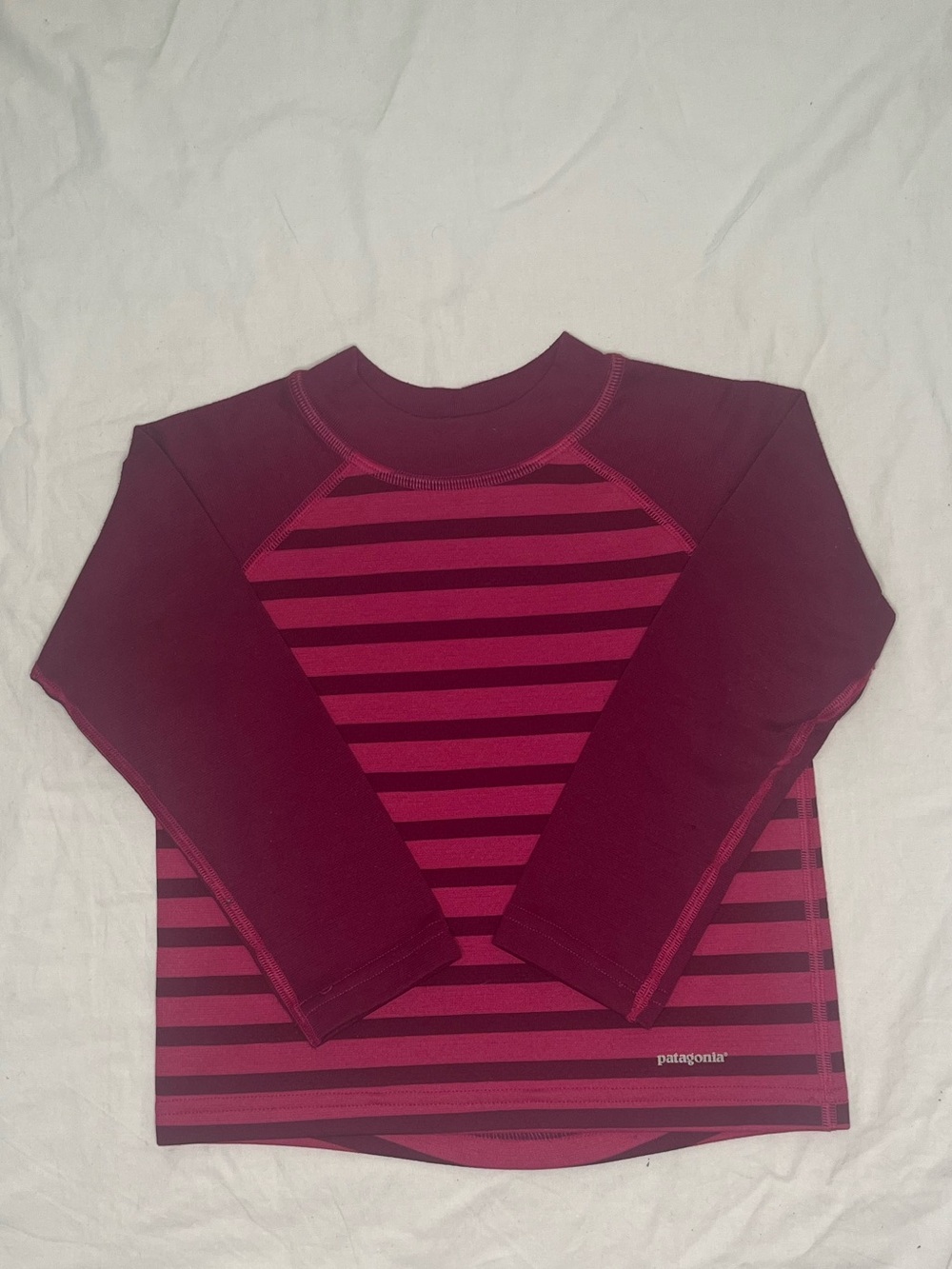 Patagonia Kids Long-Sleeve Stripe 3T Top - Raspberry & Dark Pink
